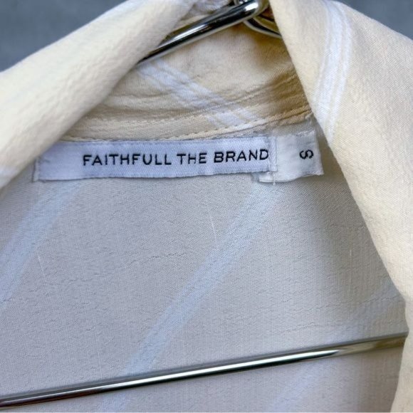 FAITHFUL THE BRAND | Gigi Striped Side Slit Waist Tie Maxi Collared Shirt Dress - Picture 6 of 9